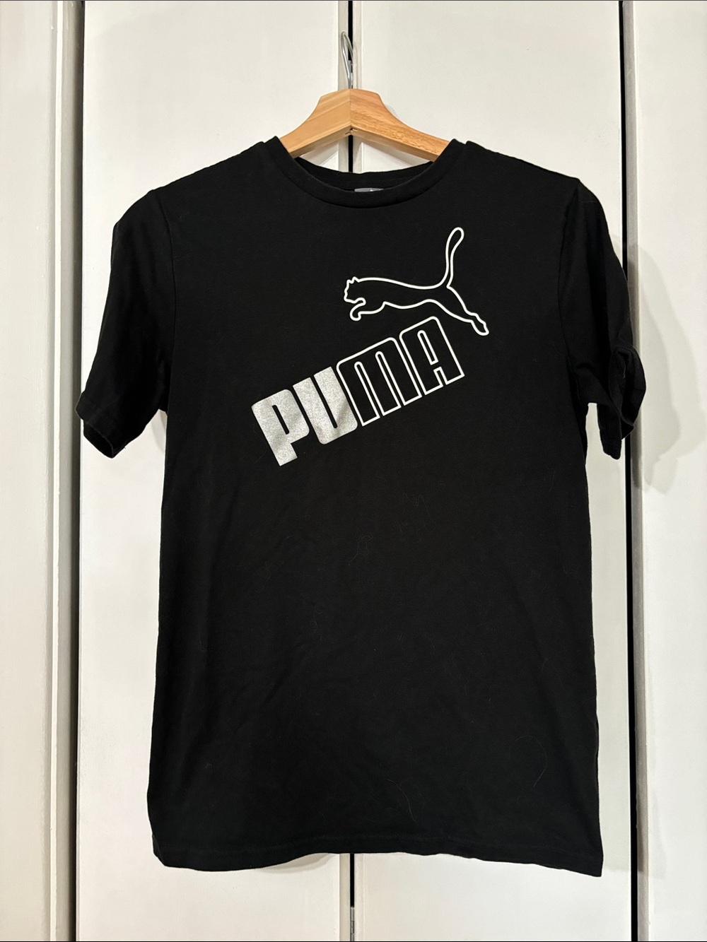 Puma Black Short-Sleeve Tee with Silver Logo